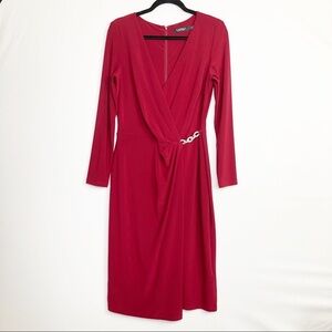 𝅺Lauren Ralph Lauren black label burgundy dress